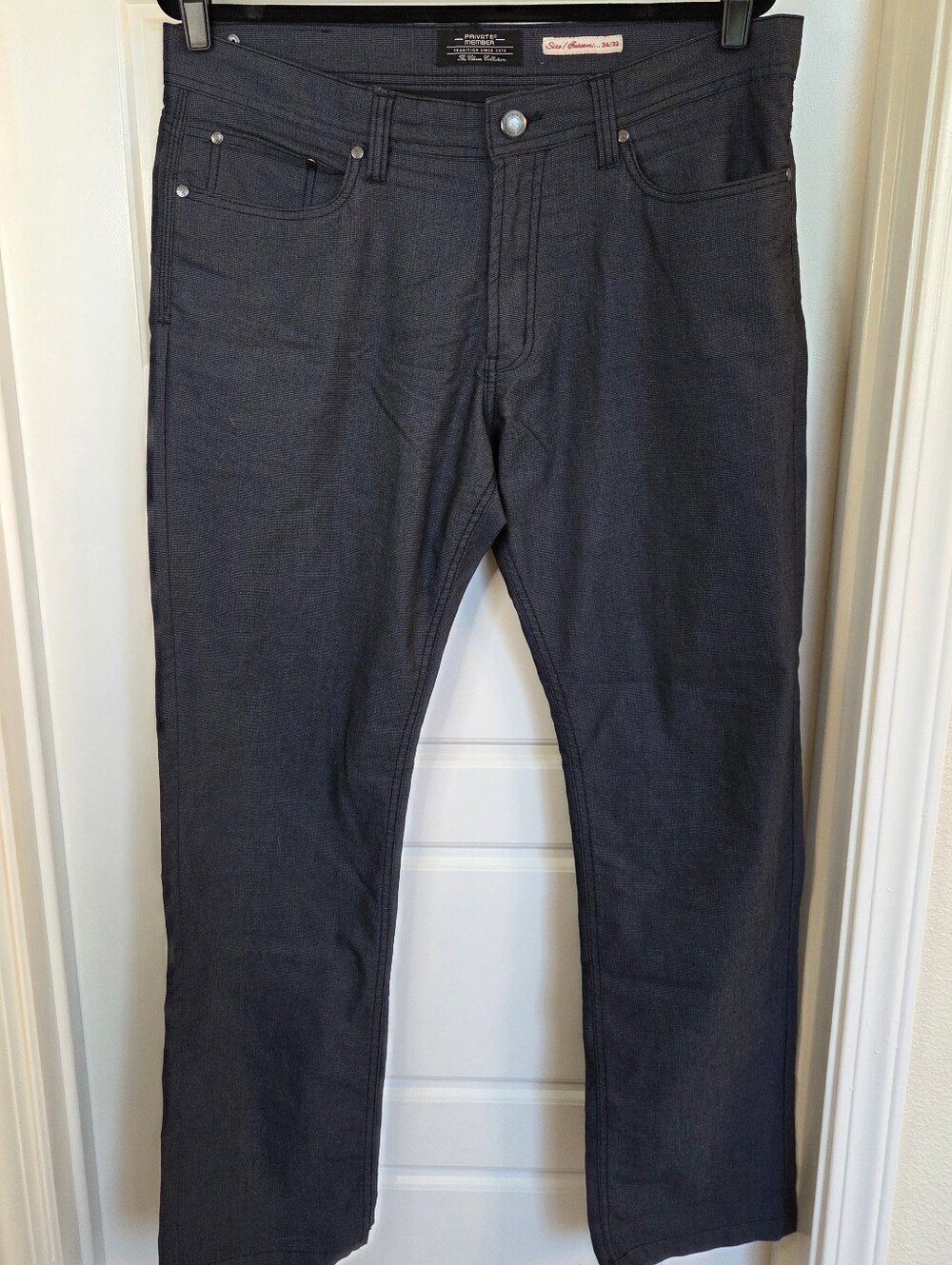Private Member Men's Charcoal Gray Textured Pants Size 34x32 Straight Leg Casual